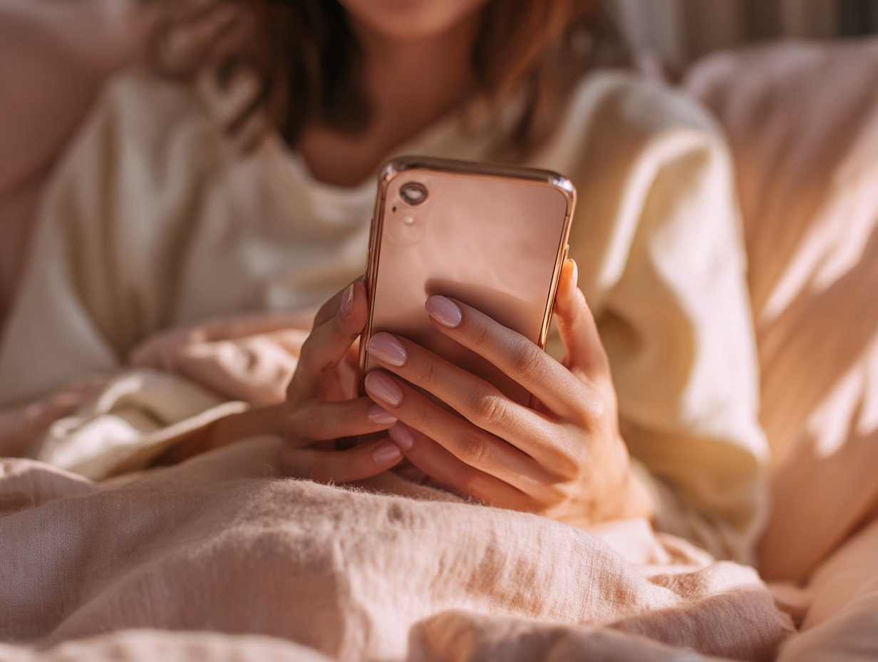 スマホを見る手元